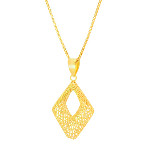 22K Yellow Gold Geometric Pendant and Earrings Set