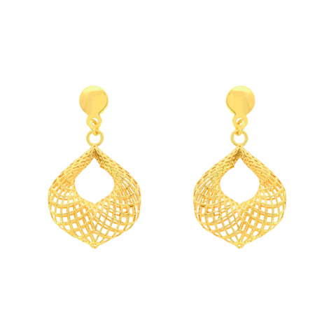 22K Yellow Gold Intricate Pendant and Earrings Set