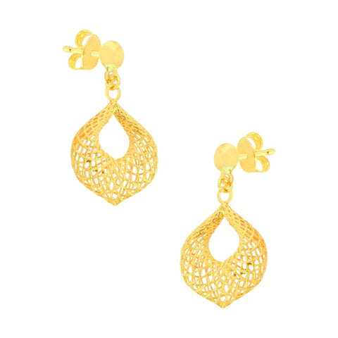 22K Yellow Gold Intricate Pendant and Earrings Set