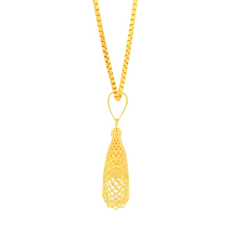 22K Yellow Gold Intricate Pendant and Earrings Set