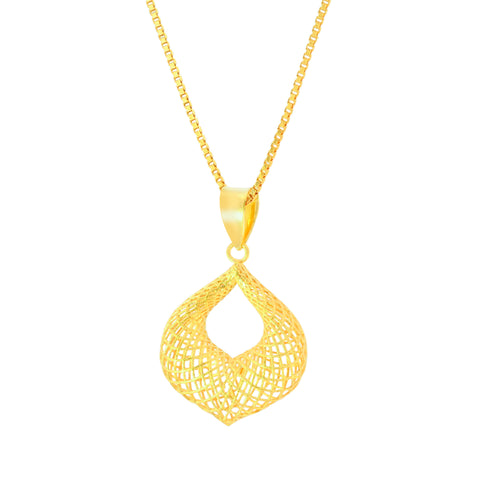 22K Yellow Gold Intricate Pendant and Earrings Set