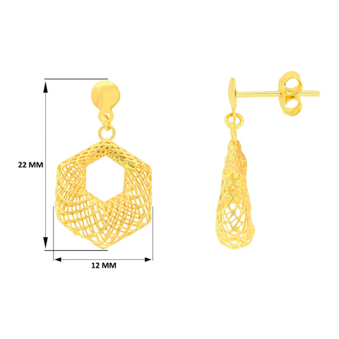 22K Yellow Gold Geometric Pendant and Earrings Set