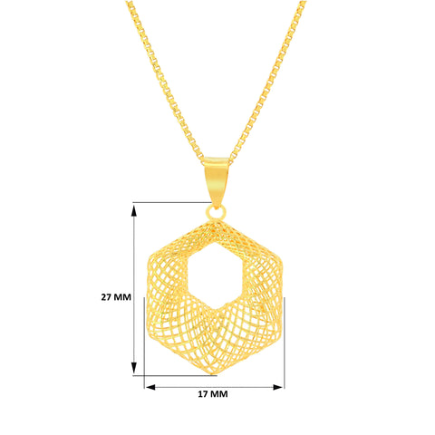 22K Yellow Gold Geometric Pendant and Earrings Set