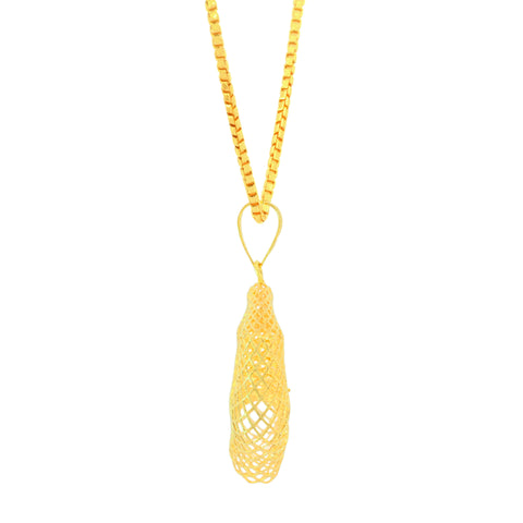 22K Yellow Gold Geometric Pendant and Earrings Set