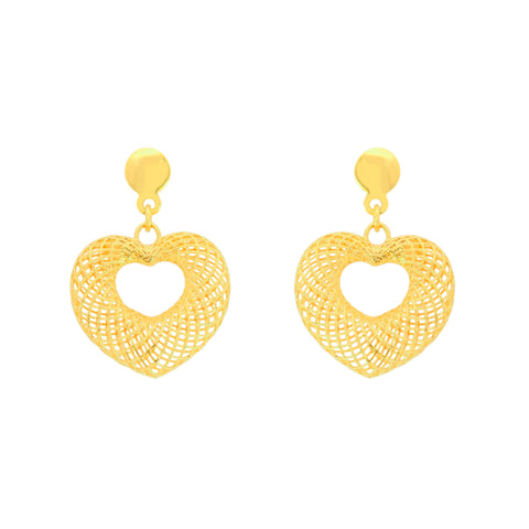 22K Yellow Gold Heart Pendant and Earrings Set