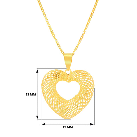 22K Yellow Gold Heart Pendant and Earrings Set