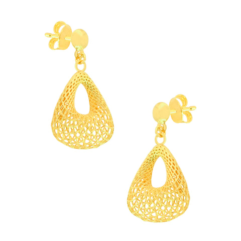 22K Yellow Gold Abstract Pendant and Earrings Set