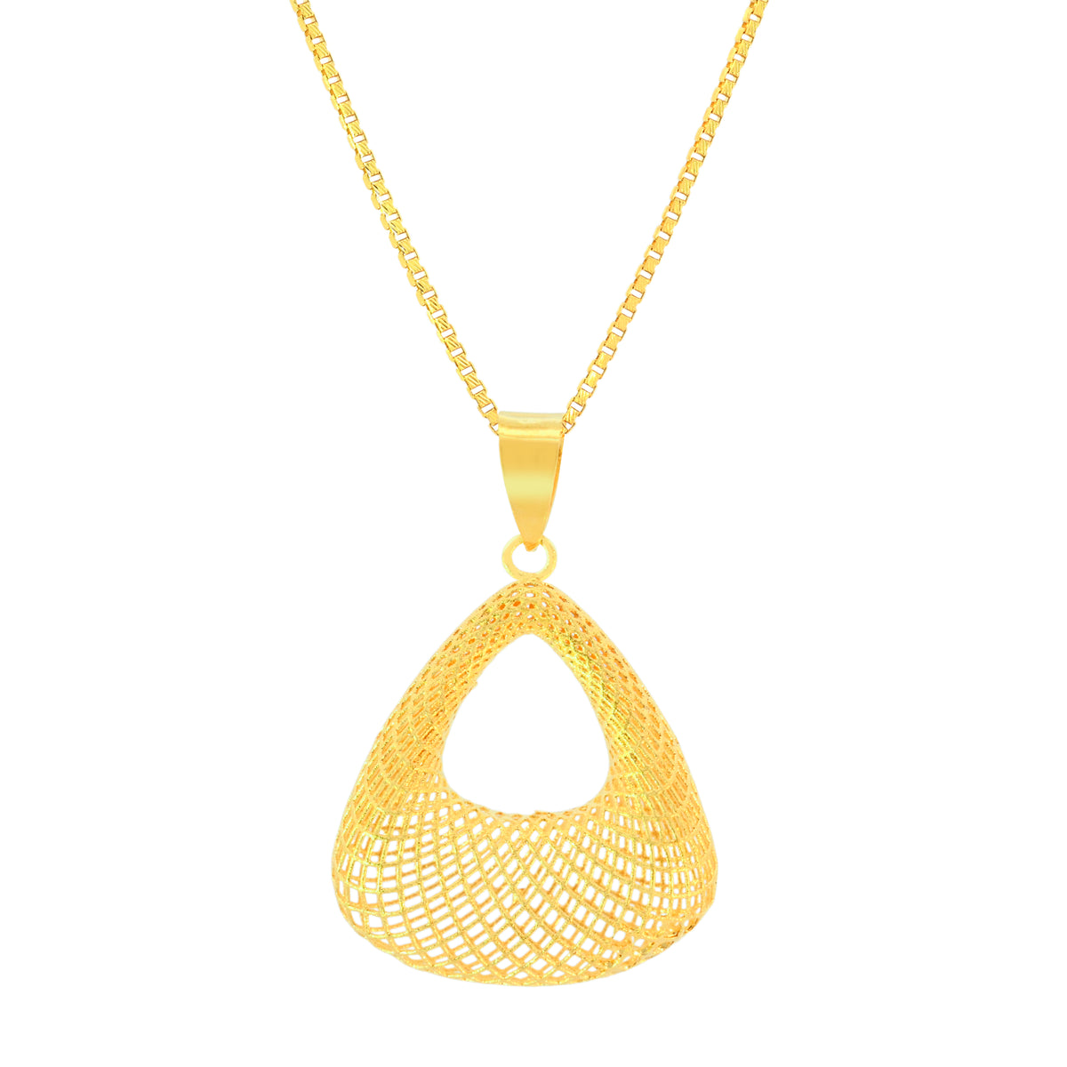 22K Yellow Gold Abstract Pendant and Earrings Set