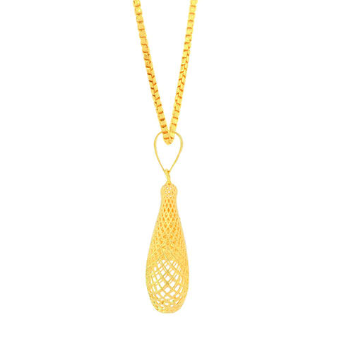 22K Yellow Gold Abstract Pendant and Earrings Set