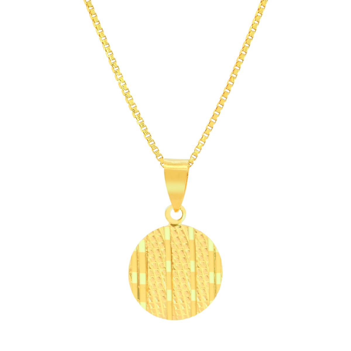22K Yellow Gold Minimalist Pendant and Earrings Set
