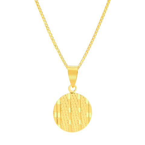 22K Yellow Gold Minimalist Pendant and Earrings Set