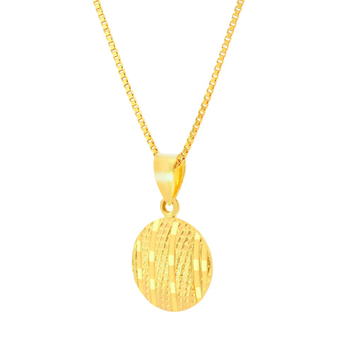 22K Yellow Gold Minimalist Pendant and Earrings Set
