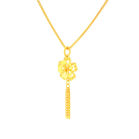 22K Yellow Gold Classy Pendant and Earring and Ring Set