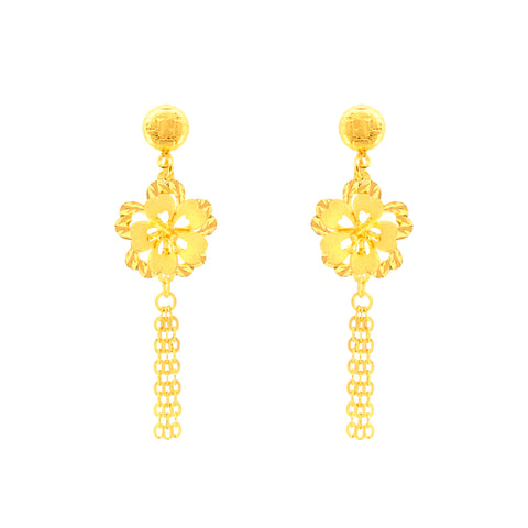 22K Yellow Gold Classy Pendant and Earring and Ring Set