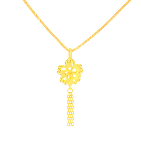 22K Yellow Gold Classy Pendant and Earring and Ring Set