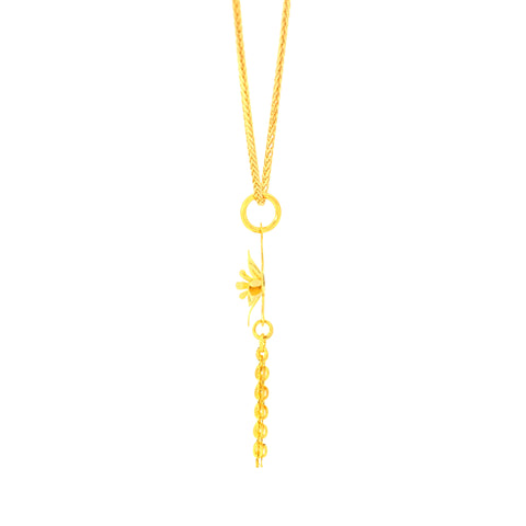 22K Yellow Gold Classy Pendant and Earring and Ring Set