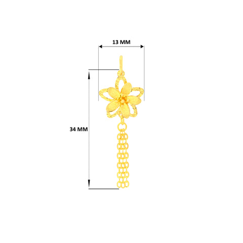 22K Yellow Gold Classy Pendant and Earring and Ring Set