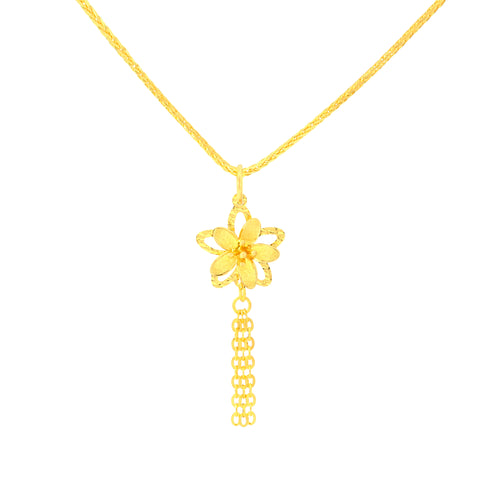 22K Yellow Gold Classy Pendant and Earring and Ring Set