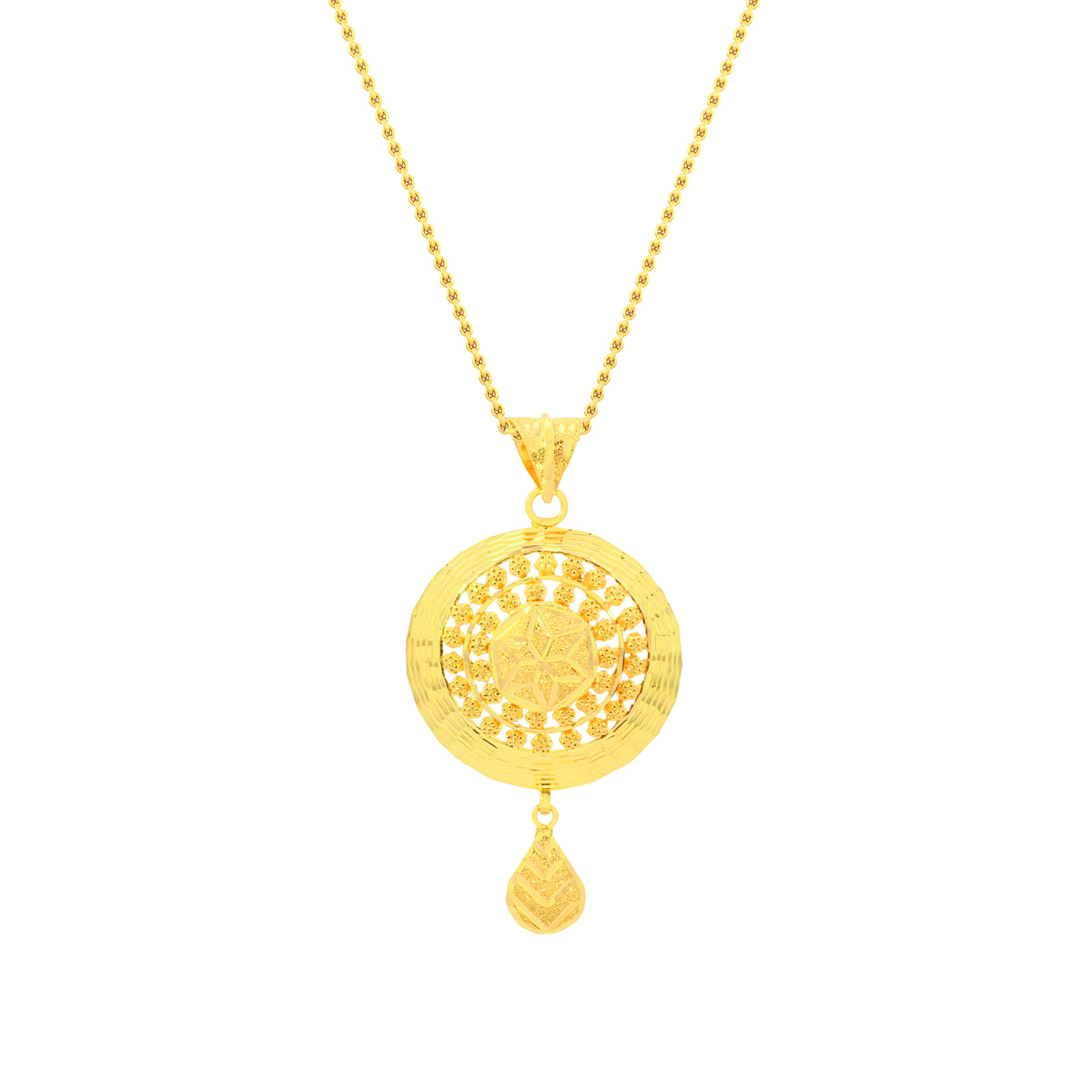22K Yellow Gold Eye-catching Filigree Pendant and Earrings Set