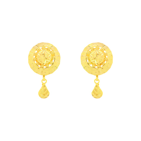 22K Yellow Gold Eye-catching Filigree Pendant and Earrings Set