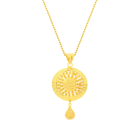 22K Yellow Gold Eye-catching Filigree Pendant and Earrings Set