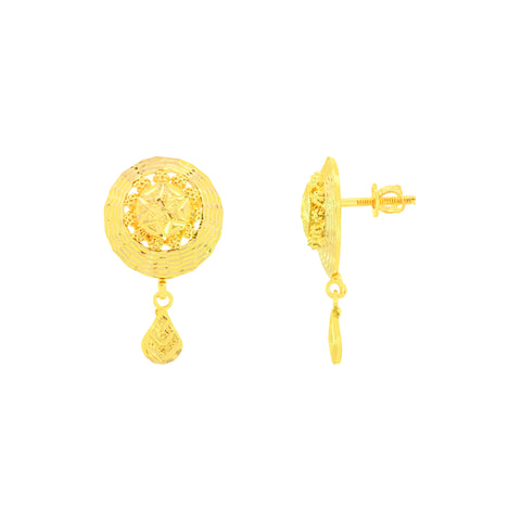 22K Yellow Gold Eye-catching Filigree Pendant and Earrings Set