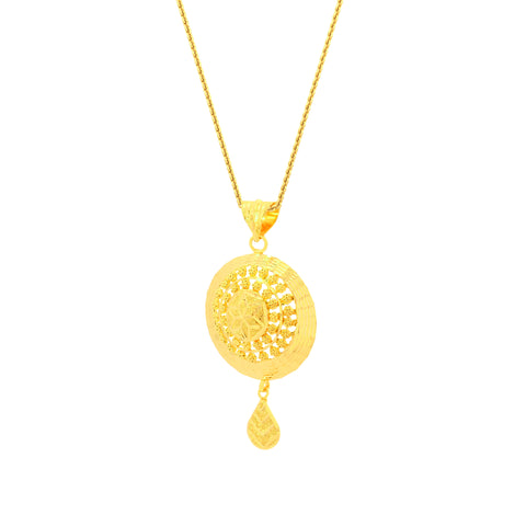 22K Yellow Gold Eye-catching Filigree Pendant and Earrings Set