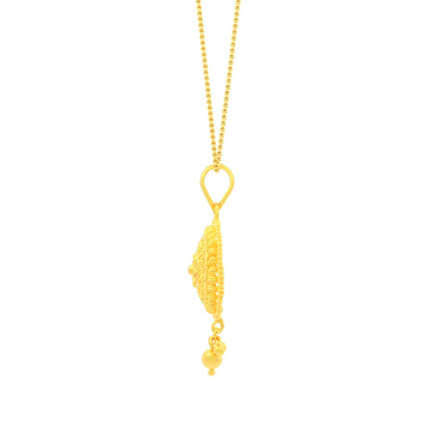 22K Yellow Gold Classic Filigree Pendant and Earrings Set