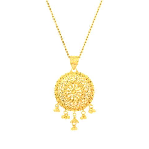 22K Yellow Gold Grand Filigree Pendant and Earrings Set