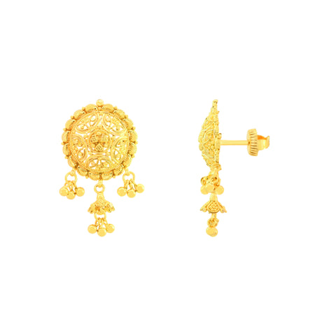 22K Yellow Gold Grand Filigree Pendant and Earrings Set