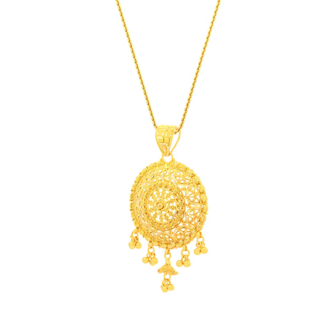 22K Yellow Gold Grand Filigree Pendant and Earrings Set