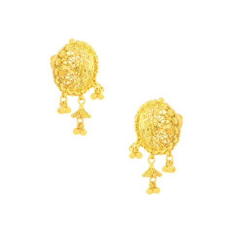 22K Yellow Gold Grand Filigree Pendant and Earrings Set