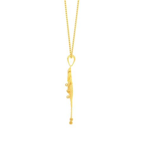 22K Yellow Gold Abstract Filigree Pendant and Earrings Set