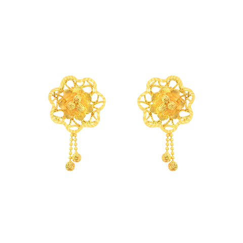 22K Yellow Gold Statement Pendant and Earrings Set
