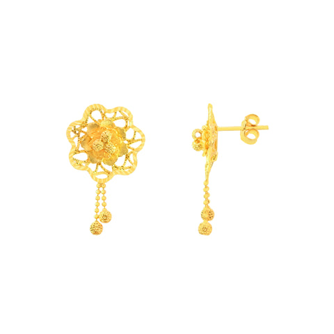 22K Yellow Gold Statement Pendant and Earrings Set