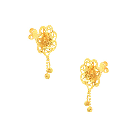 22K Yellow Gold Statement Pendant and Earrings Set