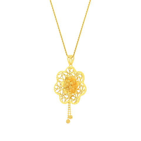 22K Yellow Gold Statement Pendant and Earrings Set