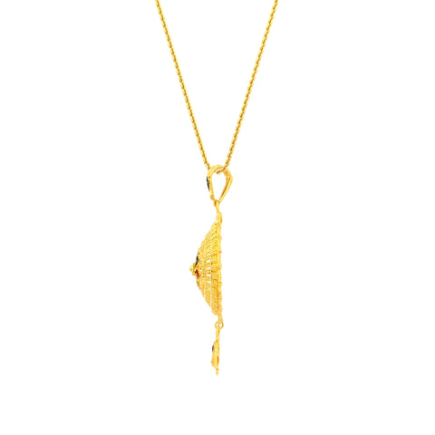 22K Yellow Gold Captivating Minakari Pendant and Earrings Set with gold weight 10.74 gm