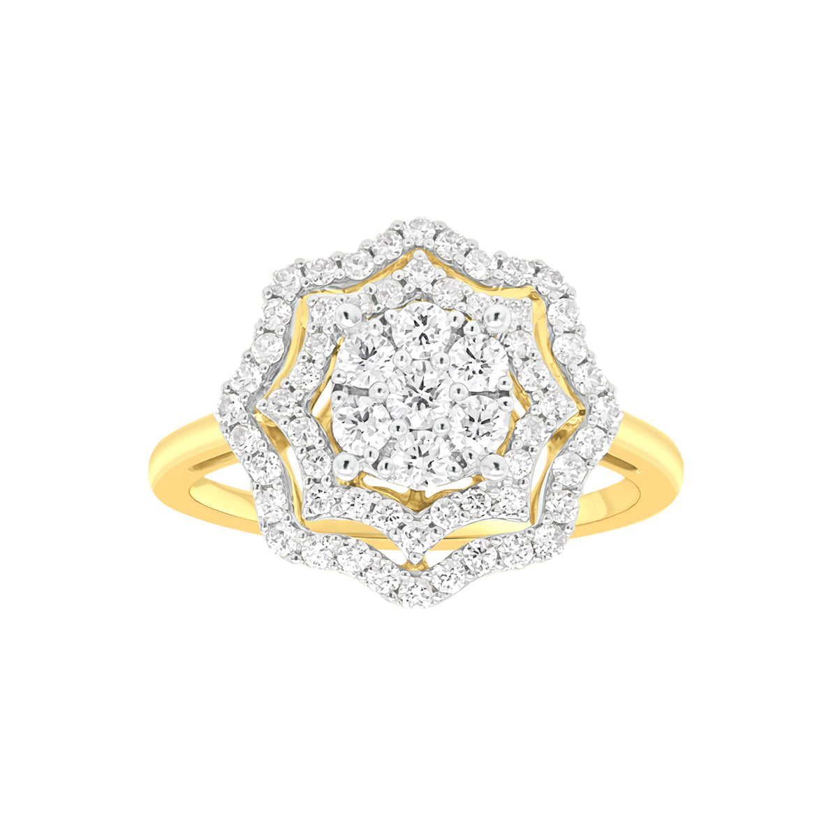 18k Yellow Gold and Diamond Fancy Ring in size 5.5 and total gold weight of 4.54g