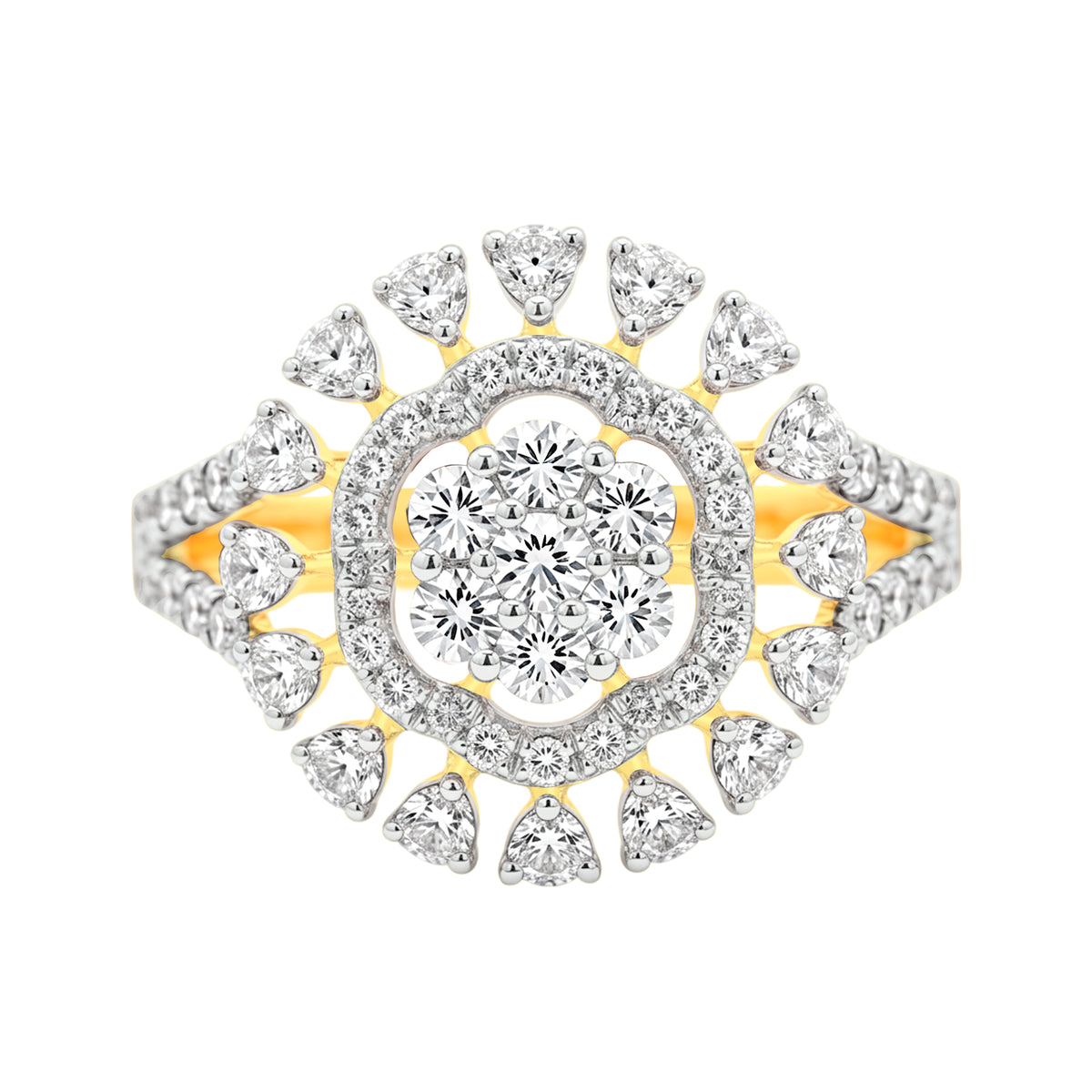 18k Yellow Gold and Diamond Sparkle Fancy Ring in size 5.5 and total gold weight of 3.36g