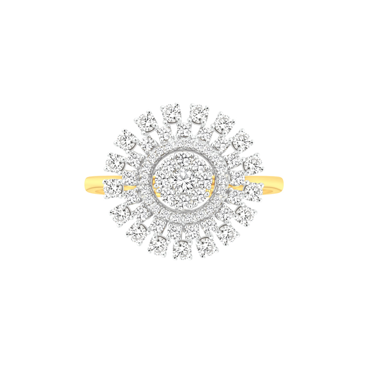 18k Yellow Gold and Diamond Sunflower Fancy Ring in size 5.5 and total gold weight of 4.52g