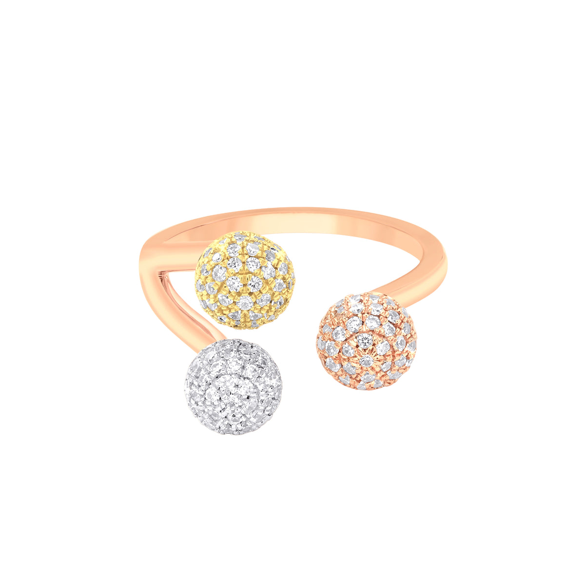 18k Three Tone and Diamond Fancy Ring in size 5.5 and total gold weight of 4.75g