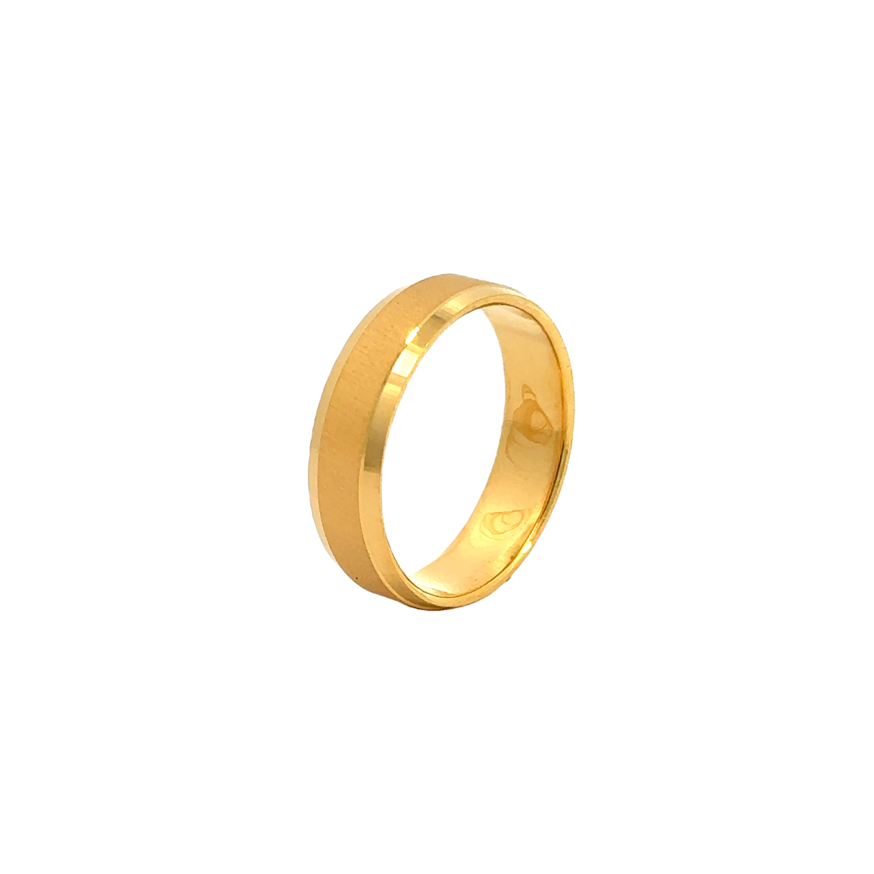 22k Yellow Gold Chic Modern Wedding Band Ring measuring 9.5 x 6mm thickness