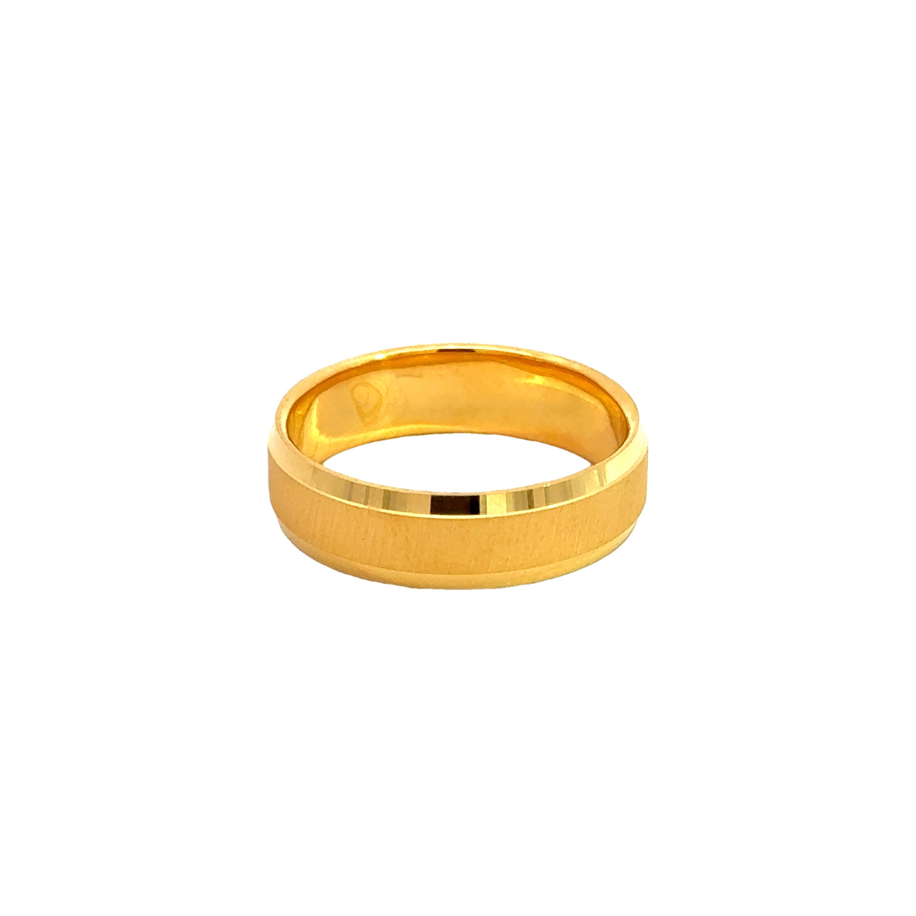 22k Yellow Gold Chic Modern Wedding Band Ring measuring 9.5 x 6mm thickness