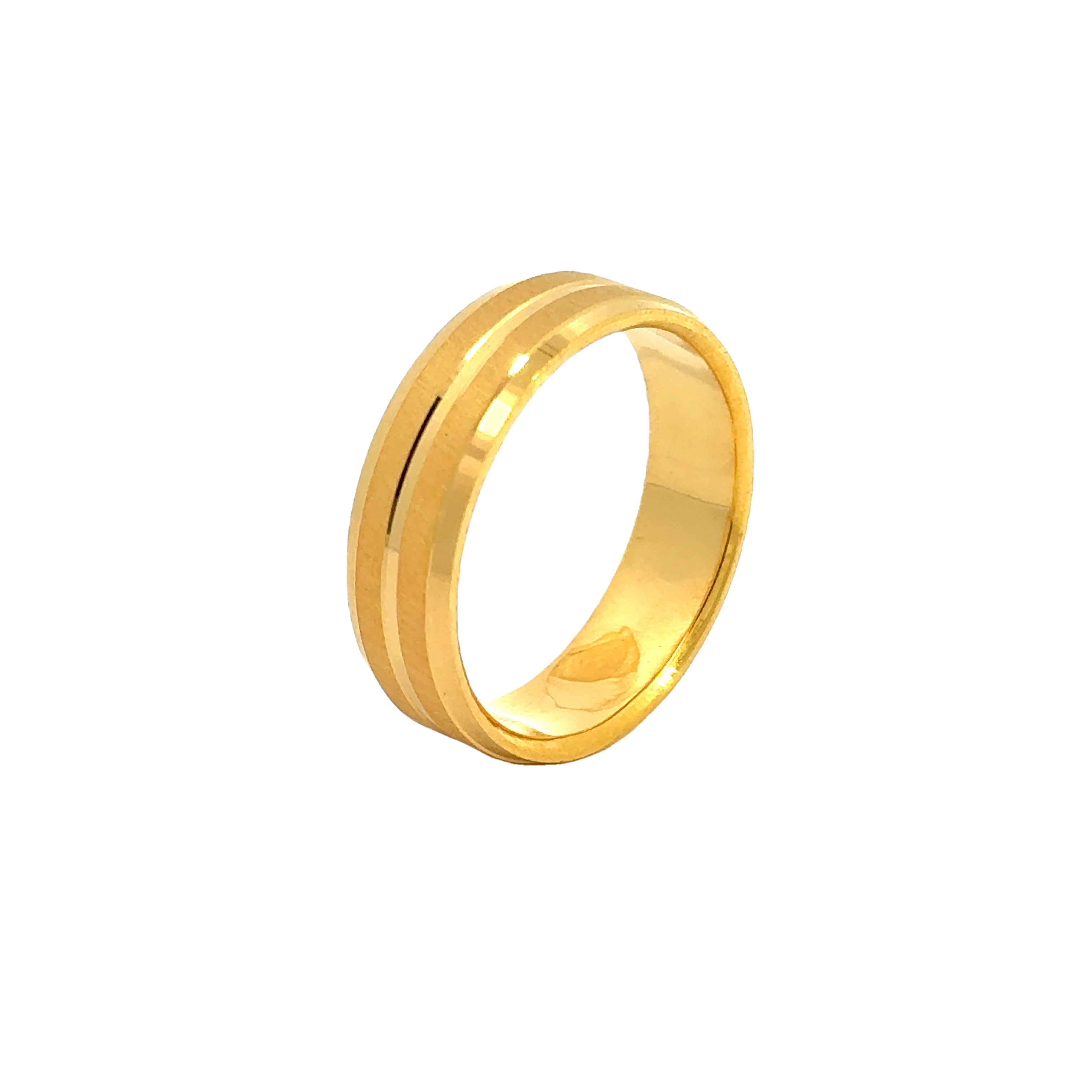 22k Yellow Gold Bold Striking Wedding Band Ring measuring 8.5 x 6mm thickness