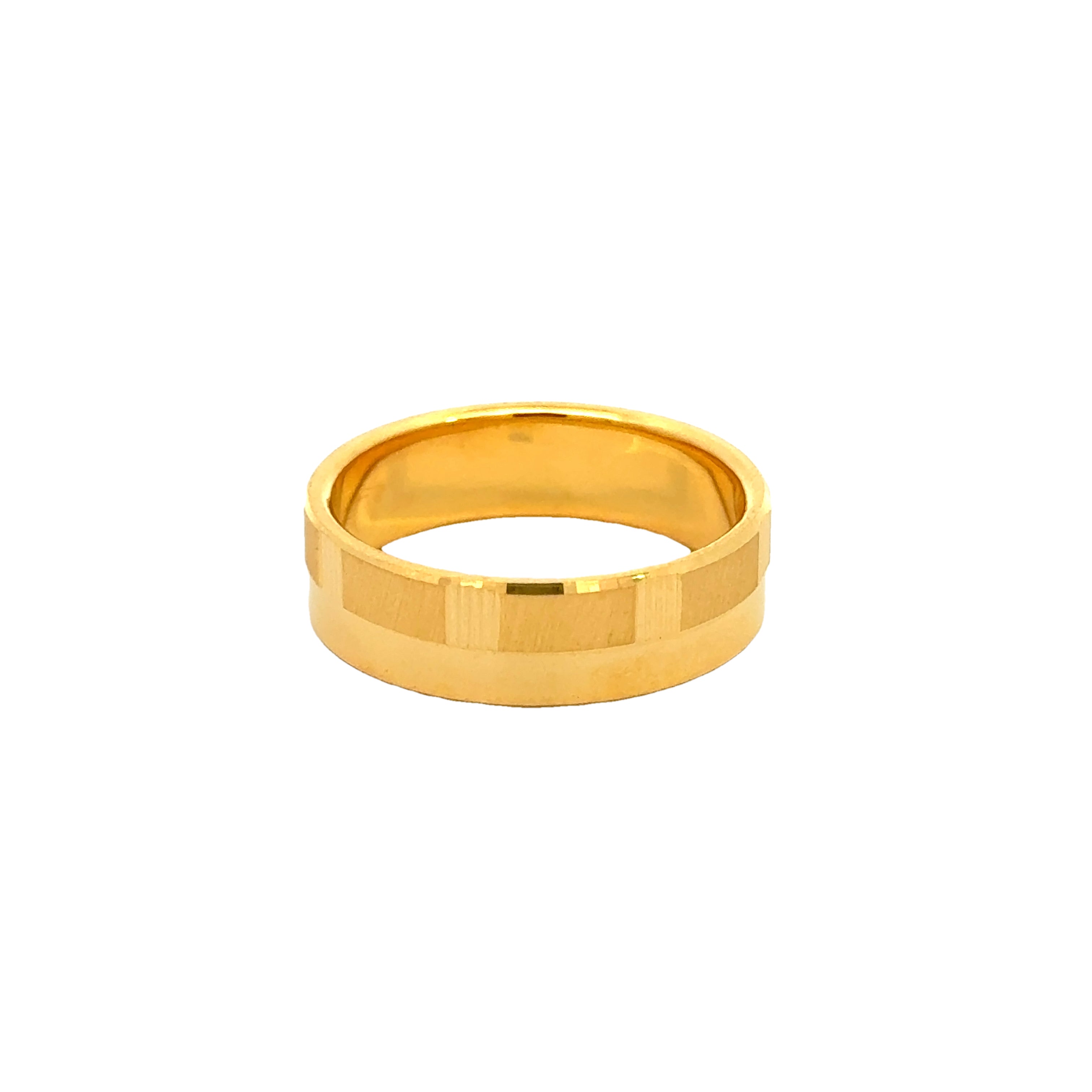 22k Yellow Gold Vibrant Luminous Wedding Band Ring measuring 8.5 x 6mm thickness