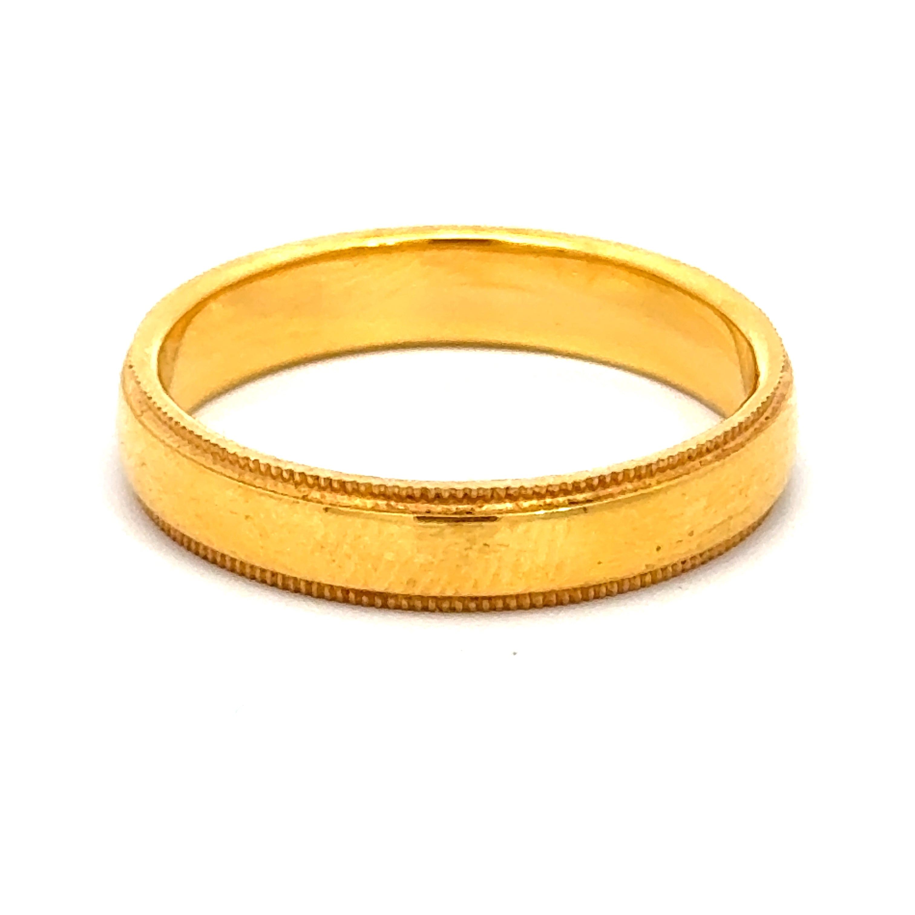 22k Yellow Gold Traditional Slim Wedding Band Ring measuring 10 x 4mm thickness