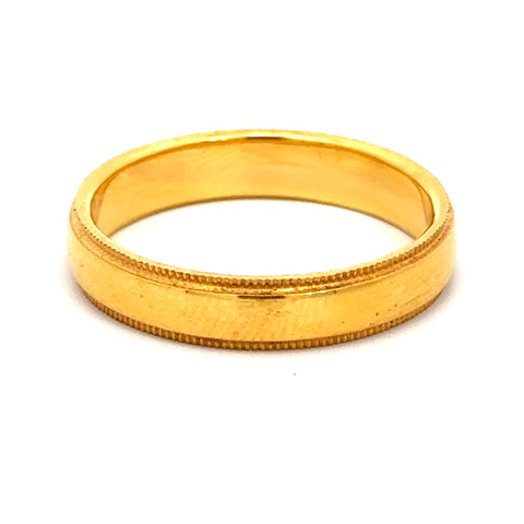 22k Yellow Gold Traditional Slim Wedding Band Ring measuring 9 x 4mm thickness