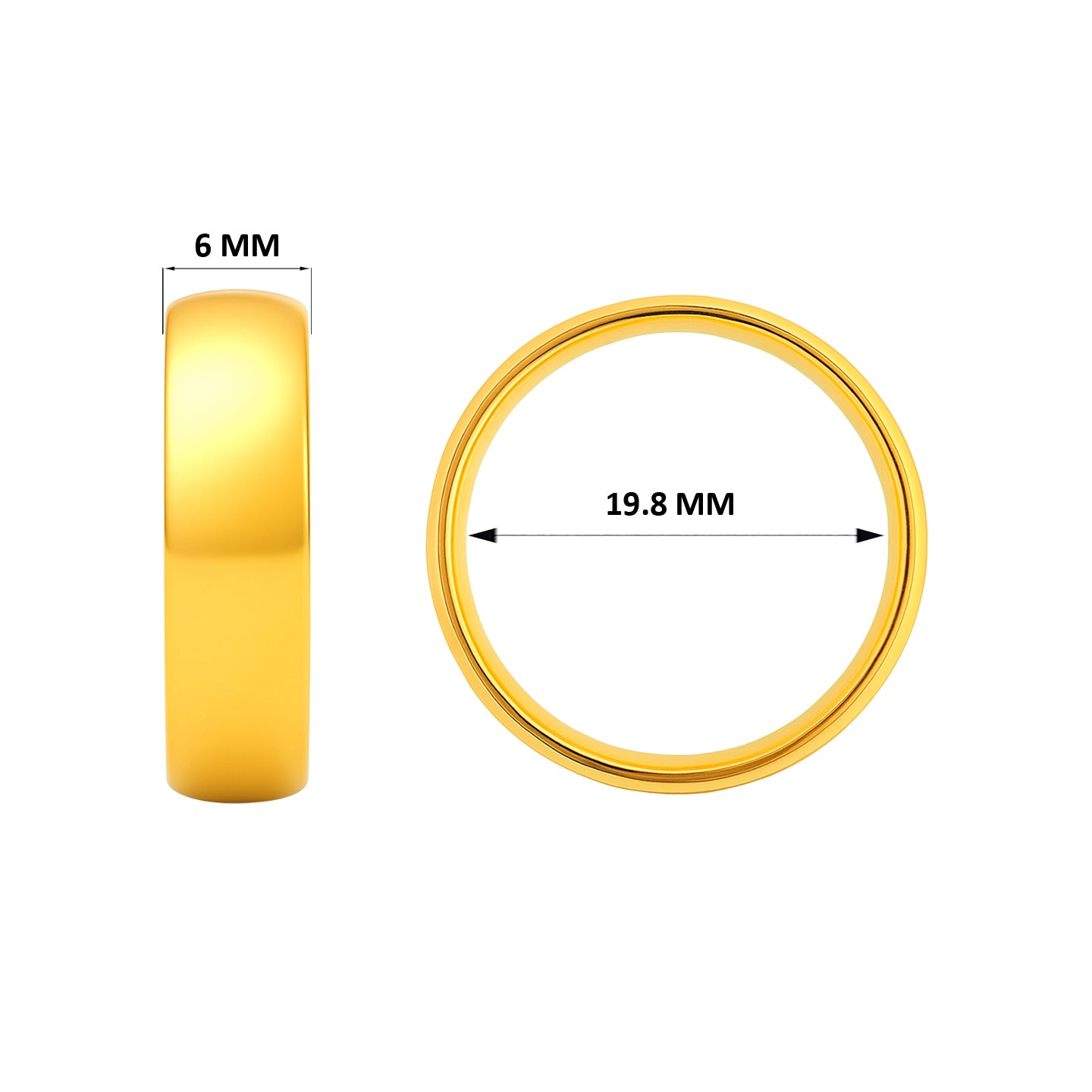22k Yellow Gold Classic Wedding Band Ring measuring 10 x 6mm  thickness