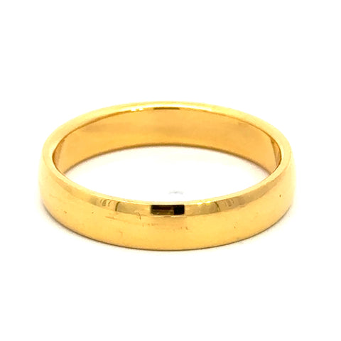 22k Yellow Gold Classic Slim Wedding Band Ring measuring 11 x 4mm thickness